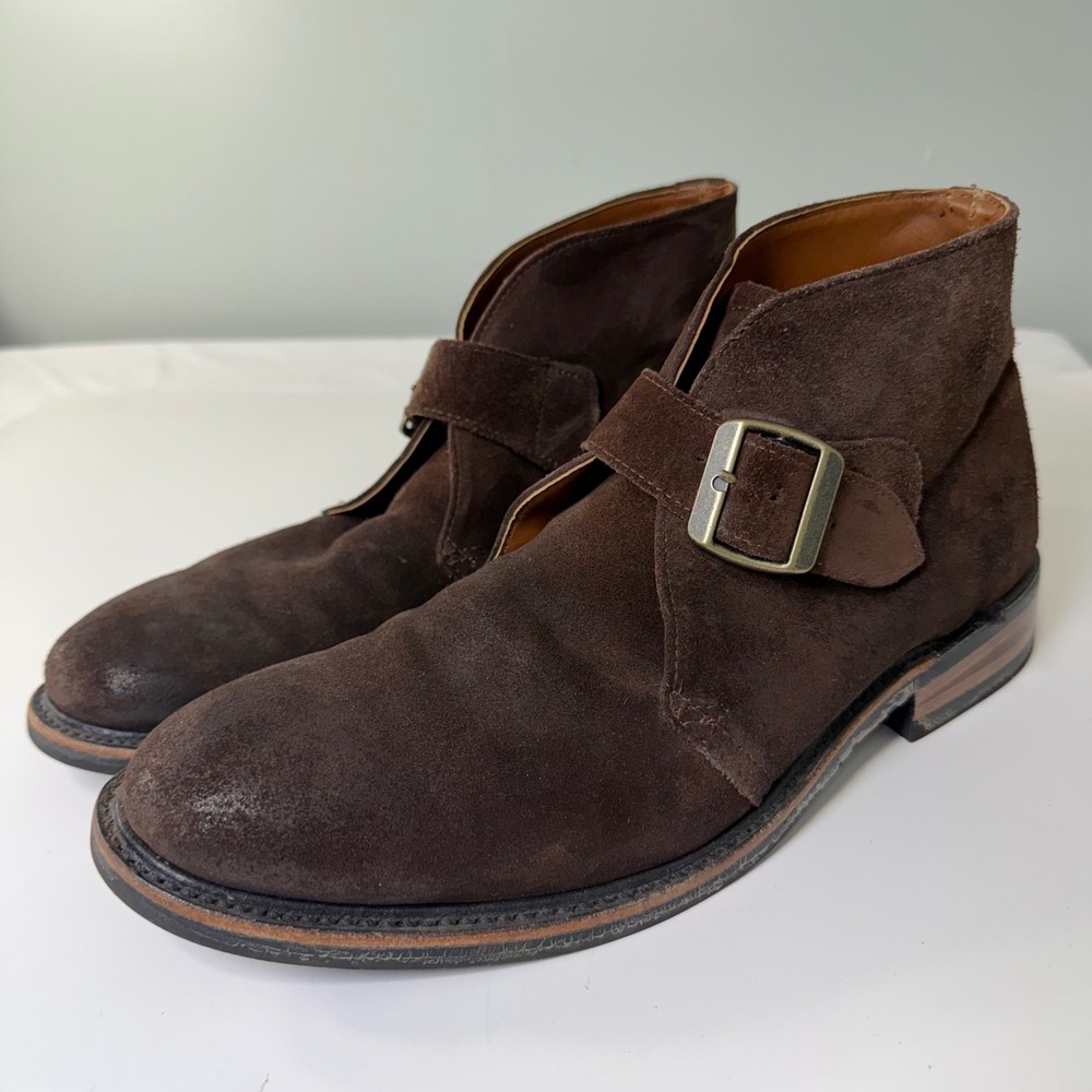 Walk-Over Mens‎ Suede Monk Strap Chukka Boots Brown Leather Made in USA 10 M